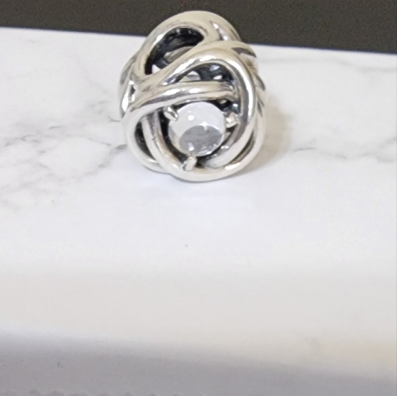 Pandora April Clear Eternity Circle Charm - Picture 1 of 8